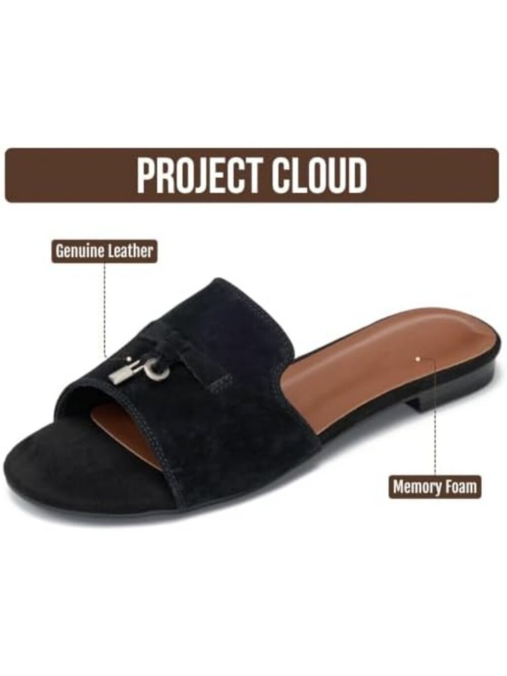 Stylish 100% Genuine Leather Dressy Flat Sandals for Women - Comfortable & Chic - Picture 2 of 4